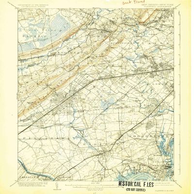 YellowMaps Plainfield NJ topo map, 1:62500 Scale, 15 X 15 Minute, Historical, 1905, Updated 1925, 19.7 x 16.6 in - Tyvek