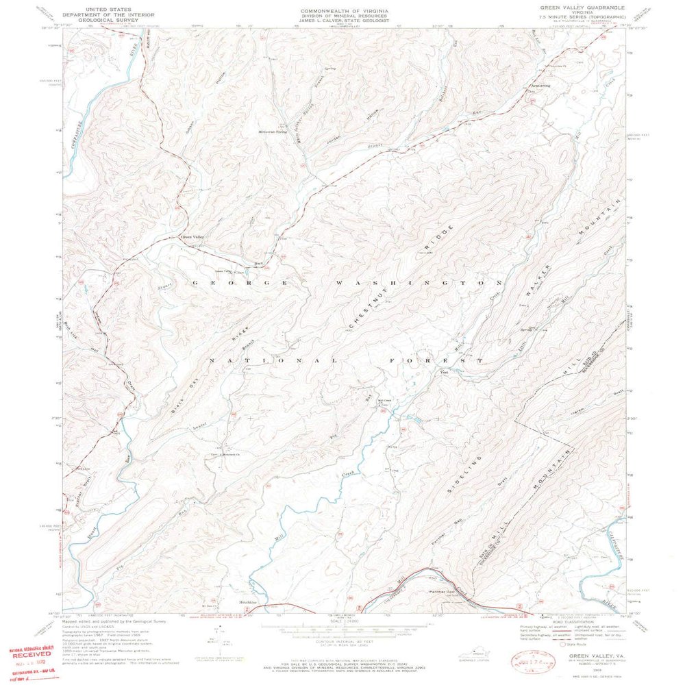 YellowMaps Green Valley VA topo map, 1:24000 Scale, 7.5 X 7.5 Minute, Historical, 1969, Updated 1970, 26.64 x 21.88 in - Tyvek