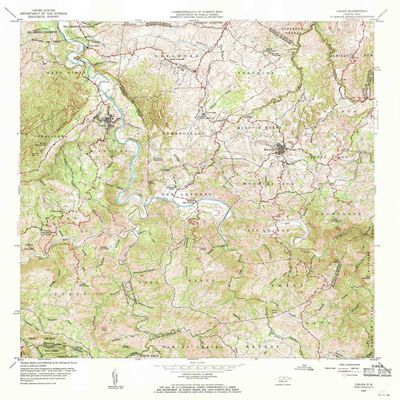 YellowMaps Ciales PR topo map, 1:20000 Scale, 7.5 X 7.5 Minute, Historical, 1957, Updated 1971, 32.4 x 29.5 in - Polypropylene