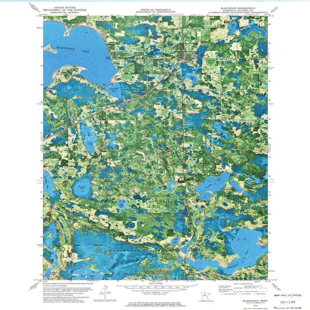 YellowMaps Blackduck MN topo map, 1:24000 Scale, 7.5 X 7.5 Minute, Historical, 1972, Updated 1974, 27.23 x 21.53 in - Tyvek
