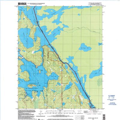YellowMaps Crane Lake MN topo map, 1:24000 Scale, 7.5 X 7.5 Minute, Historical, 1999, Updated 2003, 27.23 x 21.53 in - Polypropylene