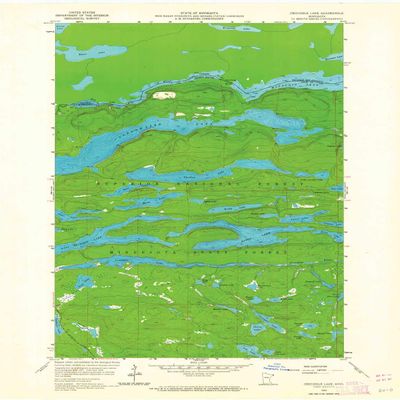 YellowMaps Crocodile Lake MN topo map, 1:24000 Scale, 7.5 X 7.5 Minute, Historical, 1959, Updated 1964, 27.23 x 21.53 in - Polypropylene