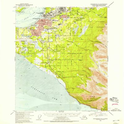 YellowMaps Anchorage A 8 AK topo map, 1:63360 Scale, 15 X 15 Minute, Historical, 1953, Updated 1958, 20.8 x 17 in - Polypropylene