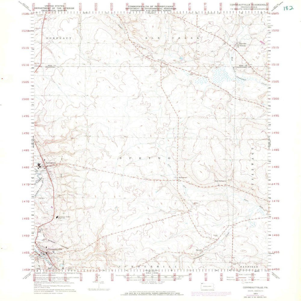 YellowMaps Conneautville PA topo map, 1:24000 Scale, 7.5 X 7.5 Minute, Historical, 1959, Updated 1972, 26.8 x 22 in - Tyvek