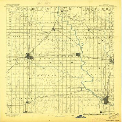 Wellington KS topo map, 1:125000 Scale, 30 X 30 Minute, Historical, 1890, Updated 1896, 19.99 x 15.84 in - Tyvek