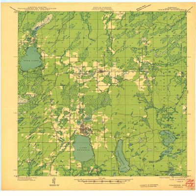 YellowMaps Crandon WI topo map, 1:48000 Scale, 15 X 15 Minute, Historical, 1941, 27.14 x 18.57 in - Tyvek