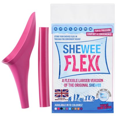 SHEWEE Flexi  The Original Female Urinal  Made in The UK  Reusable, Flexible & Portable Urination Device. Festival, Camping, Car, Hiking Essentials for Women. Stand to Pee Funnel  Pink