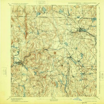 YellowMaps Winchendon MA topo map, 1:62500 Scale, 15 X 15 Minute, Historical, 1894, Updated 1924, 19.9 x 15.8 in - Tyvek