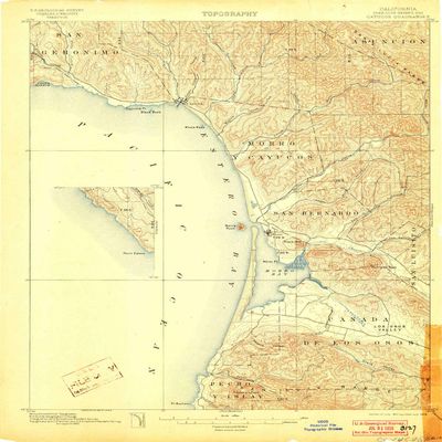 YellowMaps Cayucos CA topo map, 1:62500 Scale, 15 X 15 Minute, Historical, 1897, Updated 1903, 19.9 x 15.8 in - Polypropylene