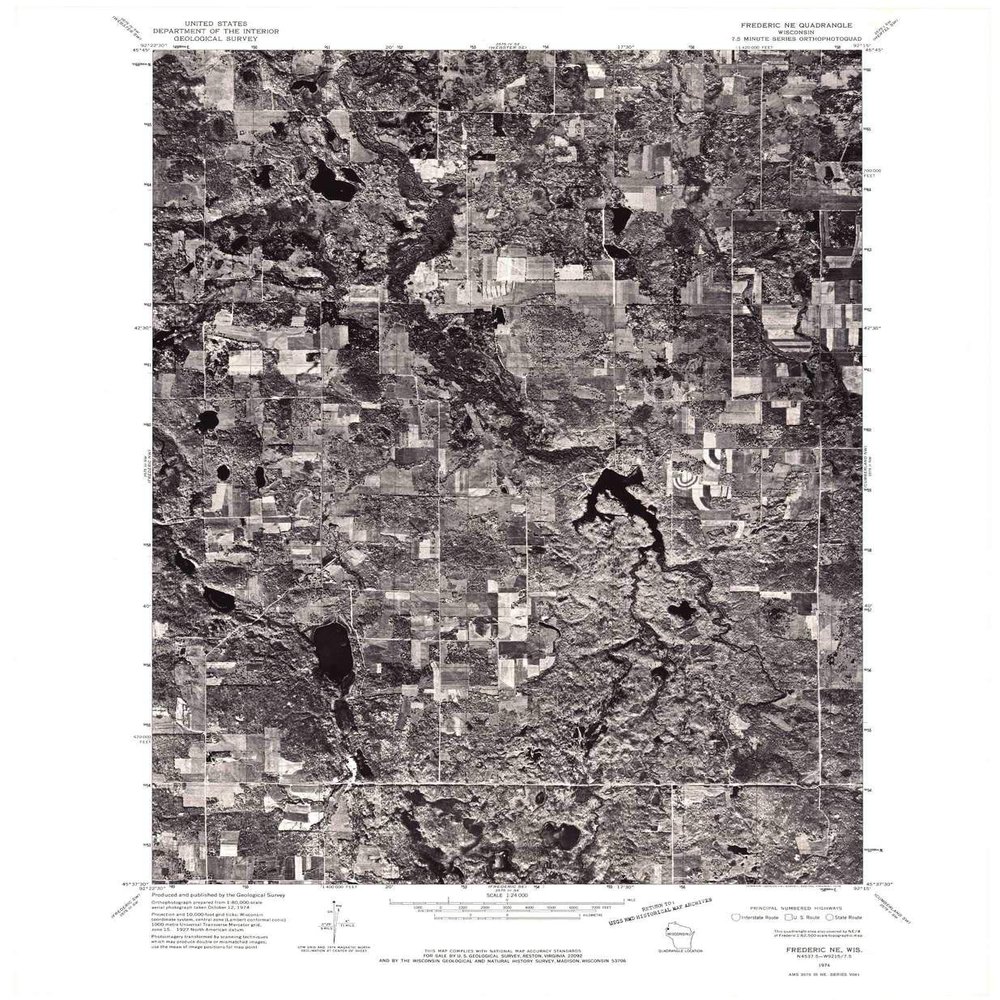 YellowMaps Frederic NE WI topo map, 1:24000 Scale, 7.5 X 7.5 Minute, Historical, 1974, Updated 1976, 27.32 x 22.5 in - Tyvek