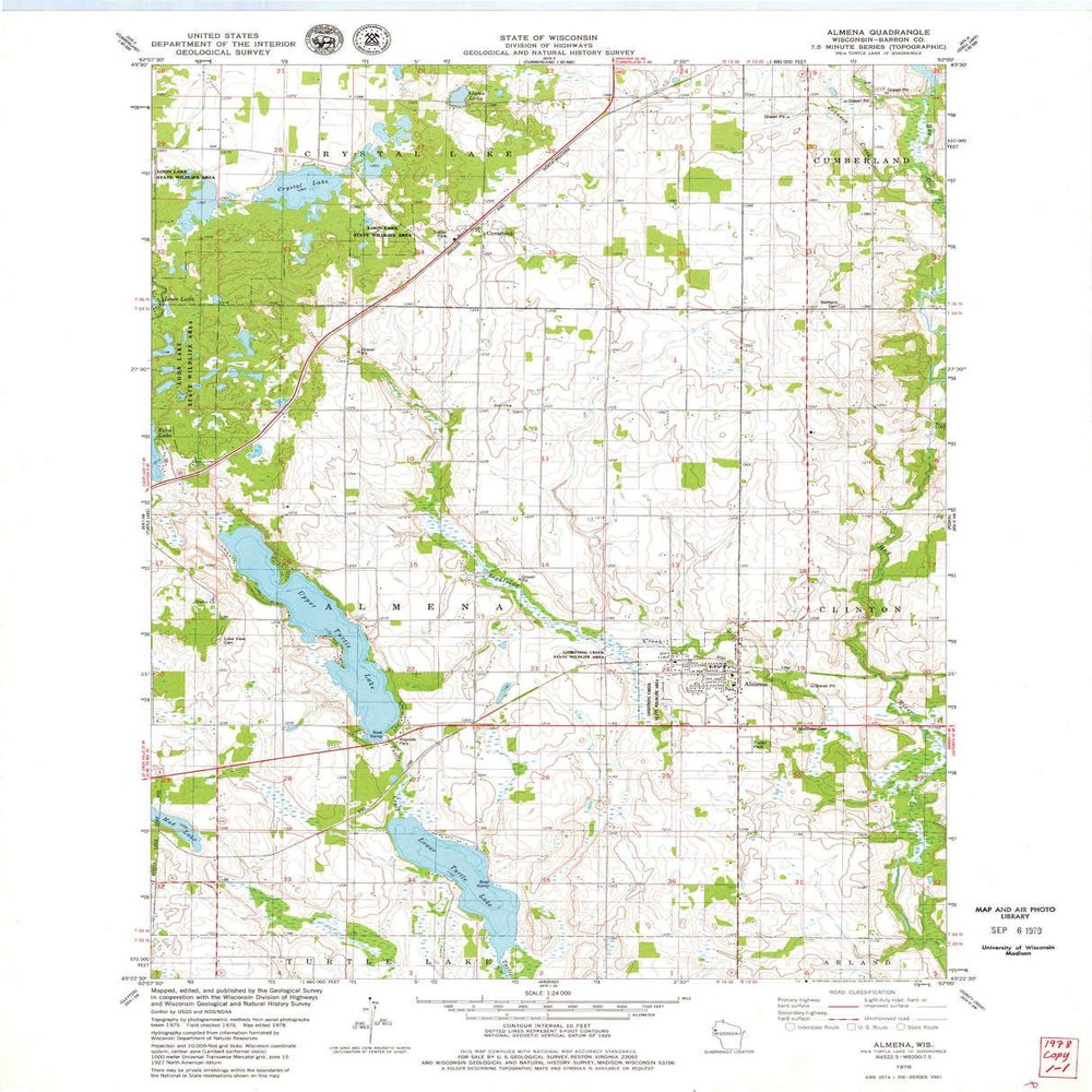 YellowMaps Almena WI topo map, 1:24000 Scale, 7.5 X 7.5 Minute, Historical, 1978, Updated 1979, 27.22 x 22.04 in - Tyvek