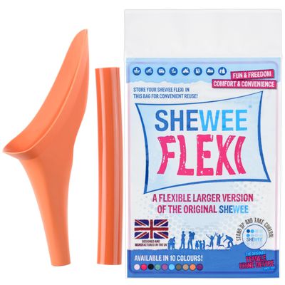 SHEWEE Flexi  The Original Female Urinal  Made in The UK  Reusable, Flexible & Portable Urination Device. Festival, Camping, Car, Hiking Essentials for Women. Stand to Pee Funnel  Pumpkin