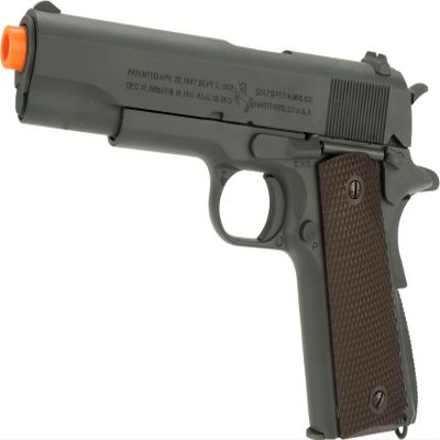 Evike Airsoft - Officially Licensed Colt Airsoft 1911A1 Airsoft Pistol with Parkerized Finish by Cybergun