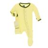 KicKee Pants Little Boys Solid Footie with Snaps - Lime Blossom with Pesto, 12-18 Months