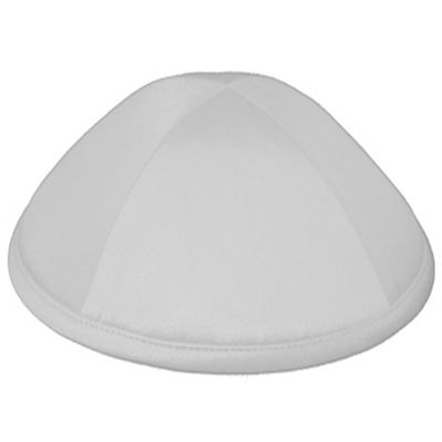 A1 Skullcap Deluxe Satin Fabric Kippot Single or Bulk Kippah Optional Custom Imprinting Inside for Your Speacial Event  White
