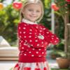 BOBOYOYO Girls Sweaters Cotton Kids Heart Sweater Valentine Holiday Pullover Teen Clothes Crew Neck Knit Top Long Sleeve Red view 3