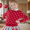 BOBOYOYO Girls Sweaters Cotton Kids Heart Sweater Valentine Holiday Pullover Teen Clothes Crew Neck Knit Top Long Sleeve Red view 4