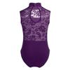 YOOJIA Kids Girls Floral Lace Ballet Dance Leotard Sleeveless Turtle Neck Gymnastic Bodysuit Ballerina Dancewear Purple 11-12 view 2