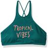 COCO RAVE Women's Standard High Neck Bikini Top Swimsuit with Embroidery Detail, Say Anything Summer Jade, XS/S/3032D view 1