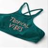 COCO RAVE Women's Standard High Neck Bikini Top Swimsuit with Embroidery Detail, Say Anything Summer Jade, XS/S/3032D view 3