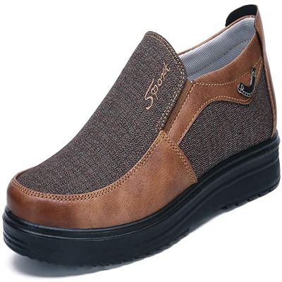Asifn Men's Loafers Casual Slip On Dress Shoes Walking Leather Soft Boat Driving Lightweight Breathable Large Size Khaki(7.5 M US