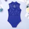 YOOJIA Kids Girls Floral Lace Ballet Dance Leotard Sleeveless Turtle Neck Gymnastic Bodysuit Ballerina Dancewear Blue 13-14 view 4