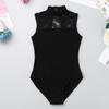YOOJIA Kids Girls Floral Lace Ballet Dance Leotard Sleeveless Turtle Neck Gymnastic Bodysuit Ballerina Dancewear Black 11-12 view 3