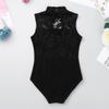 YOOJIA Kids Girls Floral Lace Ballet Dance Leotard Sleeveless Turtle Neck Gymnastic Bodysuit Ballerina Dancewear Black 11-12 view 4