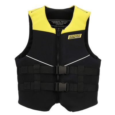 Seachoice Neoprene Multi-Sport Vest, Yellow/Black, Small Size, Fits 32-36 in. Chest, Coast Guard Type III