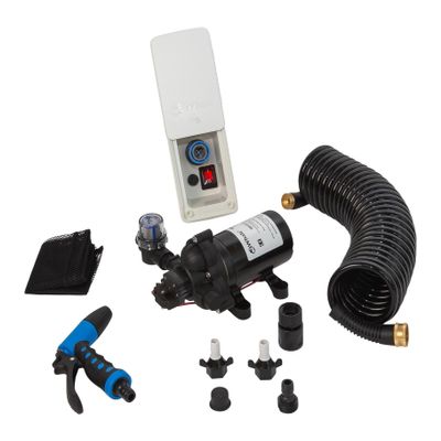Whale High-Pressure Wash Down Elite Pump Kit (12V), 3.5 GPM, 60 PSI, Includes 12V Pump, Deck Fitting, 25 Feet Hose and Trigger WD3517E
