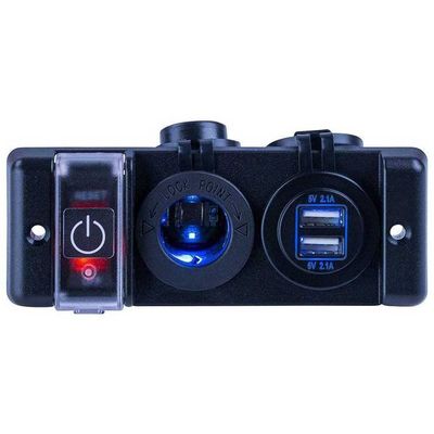Sea-Dog Double USB & Power Socket Panel w/Breaker Switch