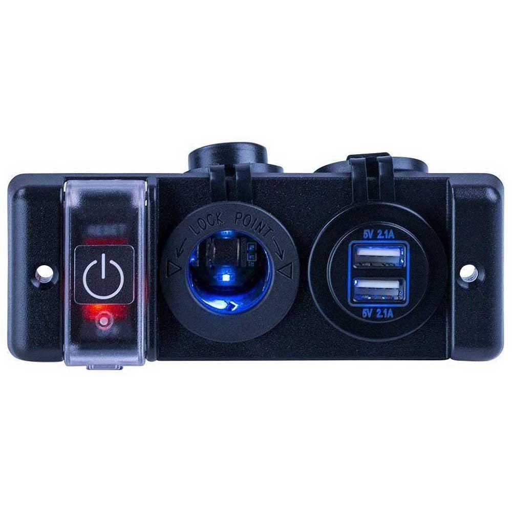 Sea-Dog Double USB & Power Socket Panel w/Breaker Switch