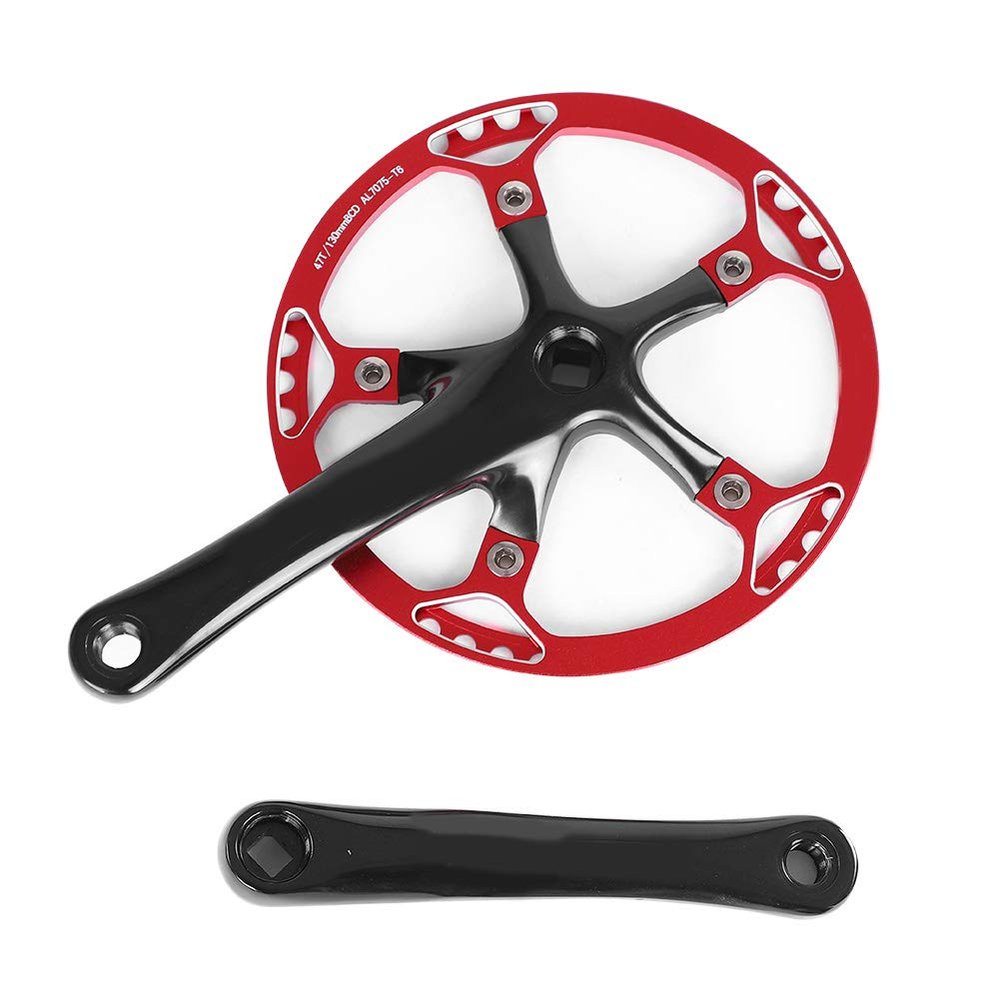 Crankset, Single Speed Crankset Mountain Bike Aluminum Alloy Hollow Integral Mountain Bike Crankset Arm Speed Fixed Gear,Easy to Modify Single Crank Set