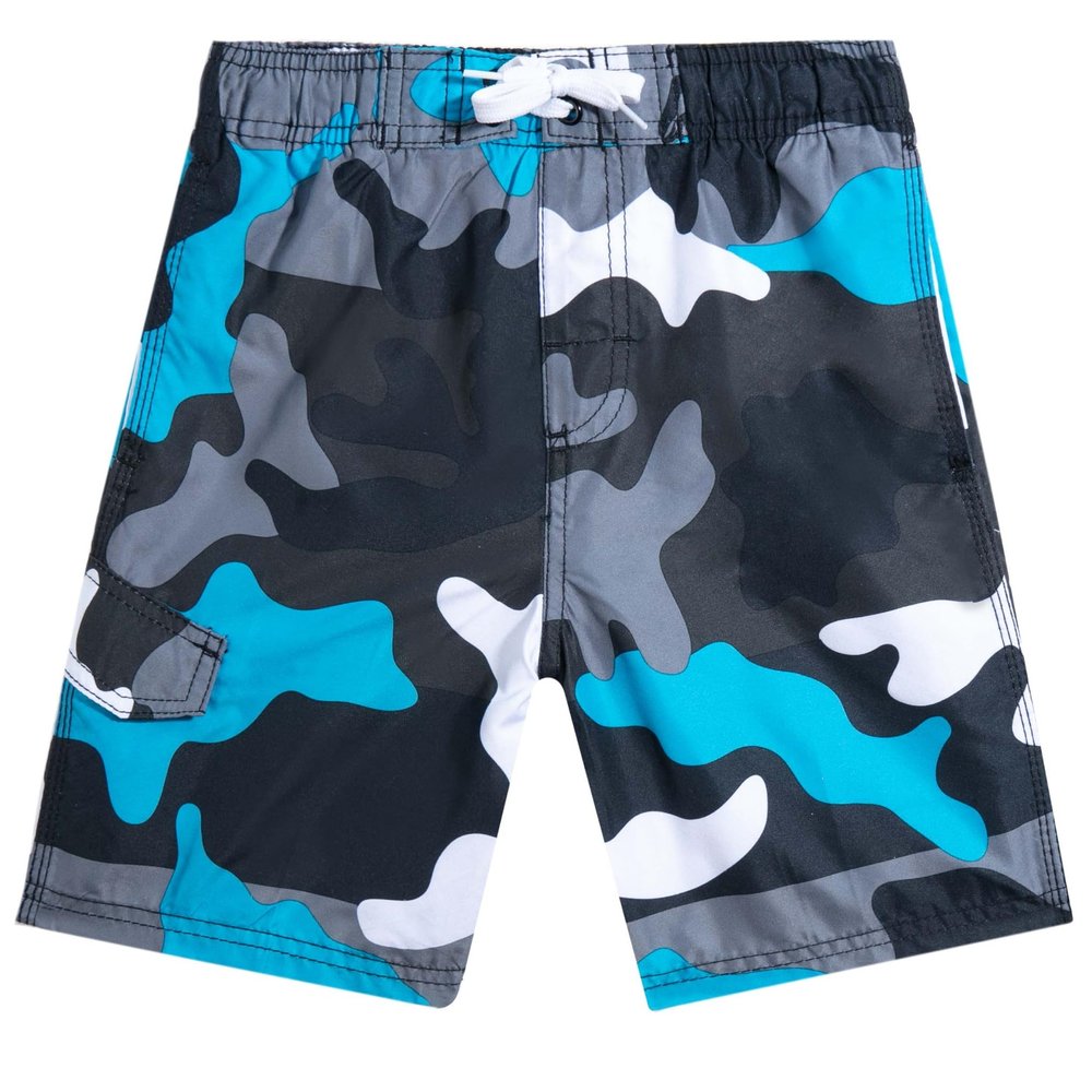 Kanu Surf Big Boys Viper Quick Dry Beach Swim Trunk, Surf Camo Black/Aqua, Medium (10/12)