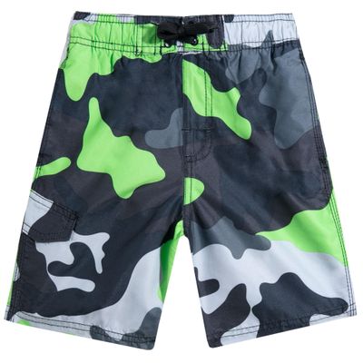 Kanu Surf Big Boys Viper Quick Dry Beach Swim Trunk, Surf Camo Black/Green, Large (14/16)