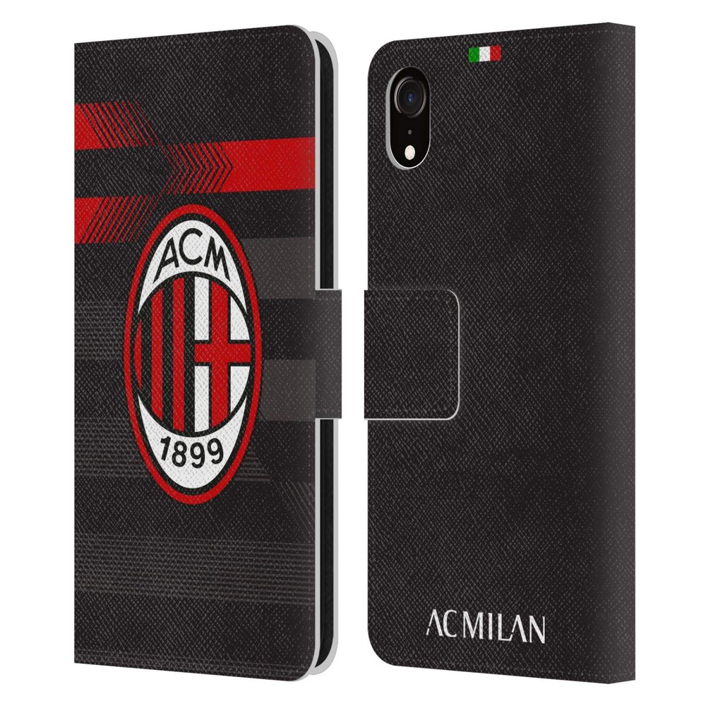 Head Case Designs Officially Licensed AC Milan Third 2017/18 Crest Kit Leather Wallet Case Compatible with Apple iPhone XR
