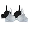 Fruit of the Loom Women's 2-Pack T-Shirt Bra, Black/Heather Grey, 40DD view 1