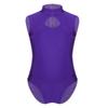 Agoky Girls' Team Basic Leotard Mock Neck Gymnastic Ballet Dance Leotard Tops Dancewear Costumes Back with Zipper Dark Purple 7-8 view 1
