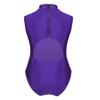 Agoky Girls' Team Basic Leotard Mock Neck Gymnastic Ballet Dance Leotard Tops Dancewear Costumes Back with Zipper Dark Purple 7-8 view 2
