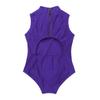 Agoky Girls' Team Basic Leotard Mock Neck Gymnastic Ballet Dance Leotard Tops Dancewear Costumes Back with Zipper Dark Purple 7-8 view 4