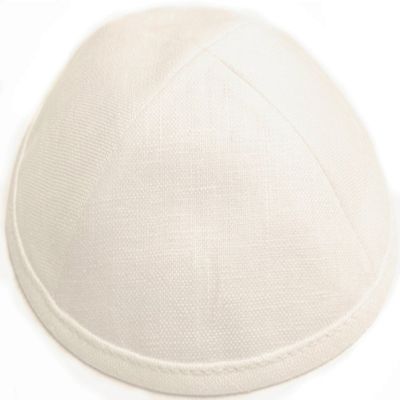 A1 Skullcap Linen Fabric Kippot Single or Bulk Kippah Optional Custom Imprinting Inside for Your Speacial Event  Ivory
