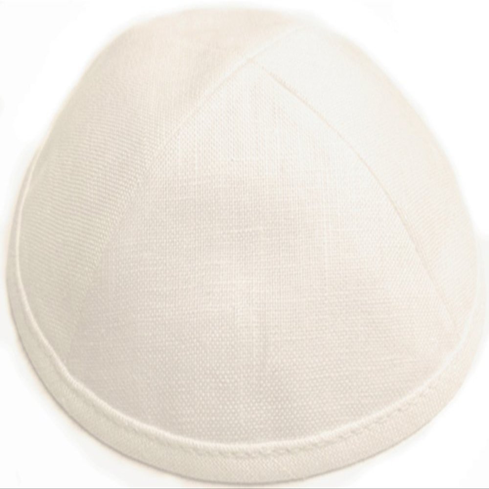 A1 Skullcap Linen Fabric Kippot Single or Bulk Kippah Optional Custom Imprinting Inside for Your Speacial Event  Ivory