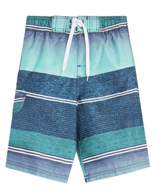 Kanu Surf Boys' Little YOLO Quick Dry UPF 50+ Beach Swim Trunk, Sandbar Blue/Green, 5/6