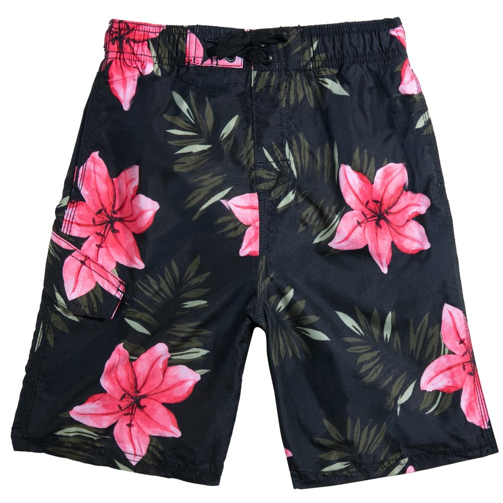 Kanu Surf Boys' Big YOLO Quick Dry UPF 50+ Beach Swim Trunk, Kala Black, 8
