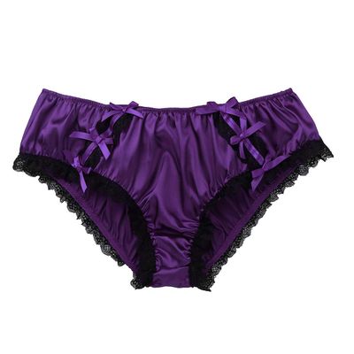 YiZYiF Men's Feminine Panties Silky Satin Lingerie Sissy Knickers Panties Dark Purple X-Large