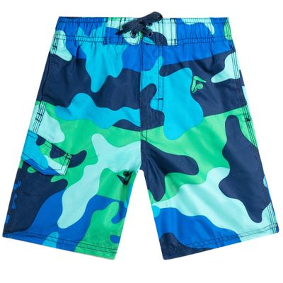Kanu Surf Big Boys Viper Quick Dry Beach Swim Trunk, Surf Camo Blue/Green, Small (8)