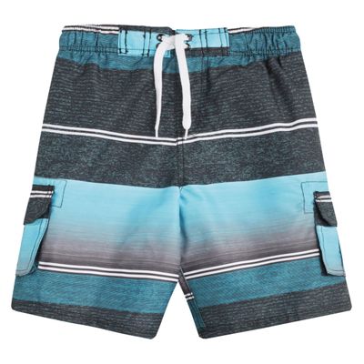 Kanu Surf Boys Reflection Quick Dry UPF 50+ Beach Swim Trunk, Sandbar Black/Aqua, 7