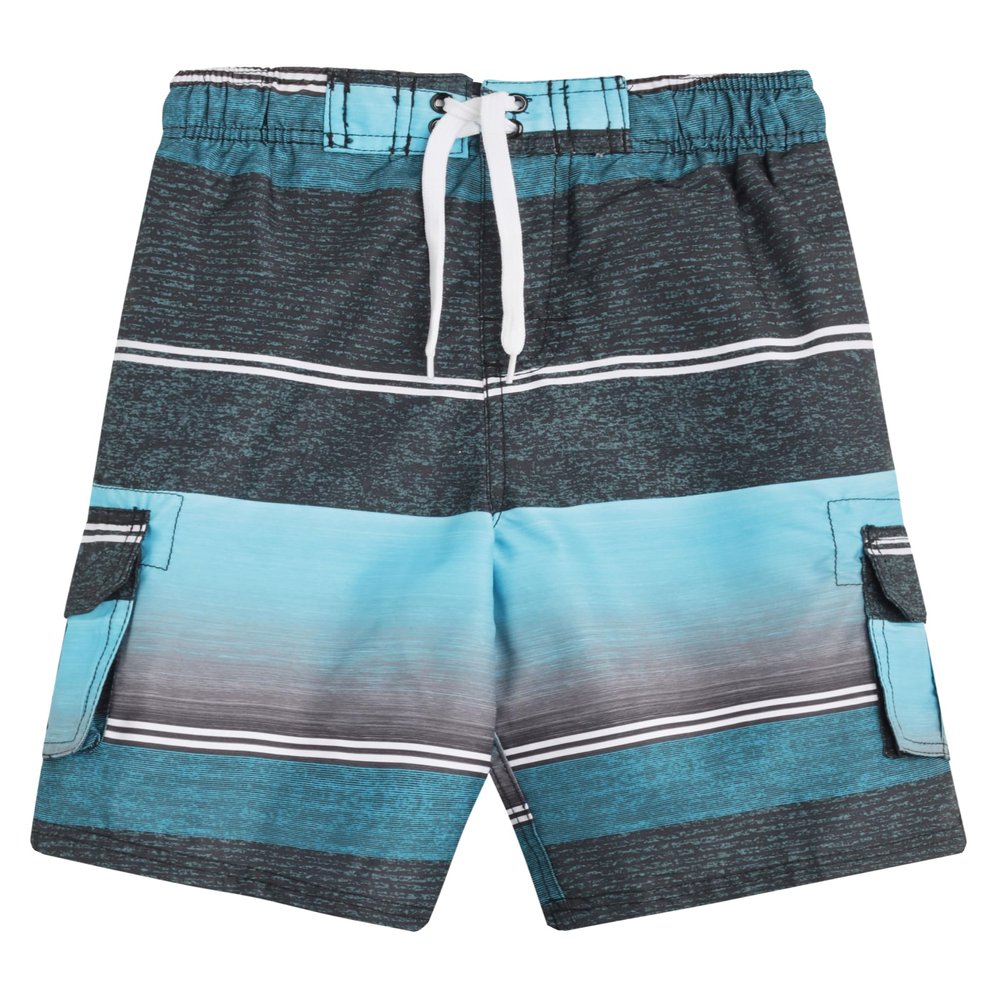 Kanu Surf Boys Reflection Quick Dry UPF 50+ Beach Swim Trunk, Sandbar Black/Aqua, 7