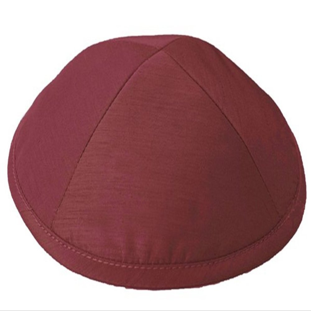 A1 Skullcap Raw Silk Fabric Kippot Single or Bulk Kippah Optional Custom Imprinting Inside for Your Speacial Event Burgundy