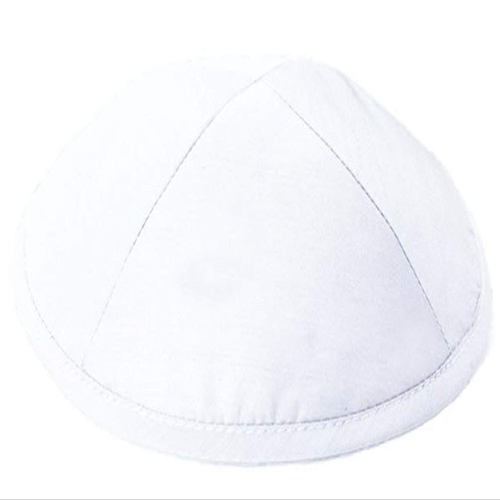 A1 Skullcap Raw Silk Fabric Kippot Single or Bulk Kippah Optional Custom Imprinting Inside for Your Speacial Event White